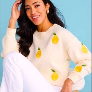 NWT Cynthia Rowley Cream Cable Knit Yellow Lemon Sweater XS